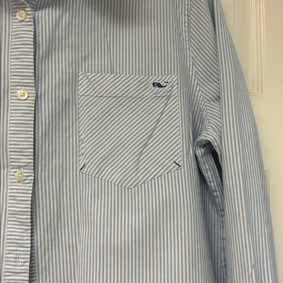 Vineyard Vines Light Blue Relaxed Women’s Striped Button Down Shirt Size 16 - Picture 4 of 8